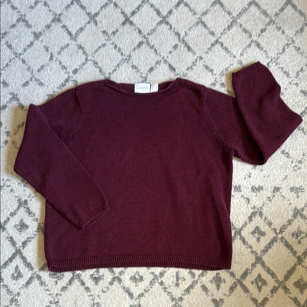 Vintage Liz Claiborne Burgundy Textured Knit Sweater - XL